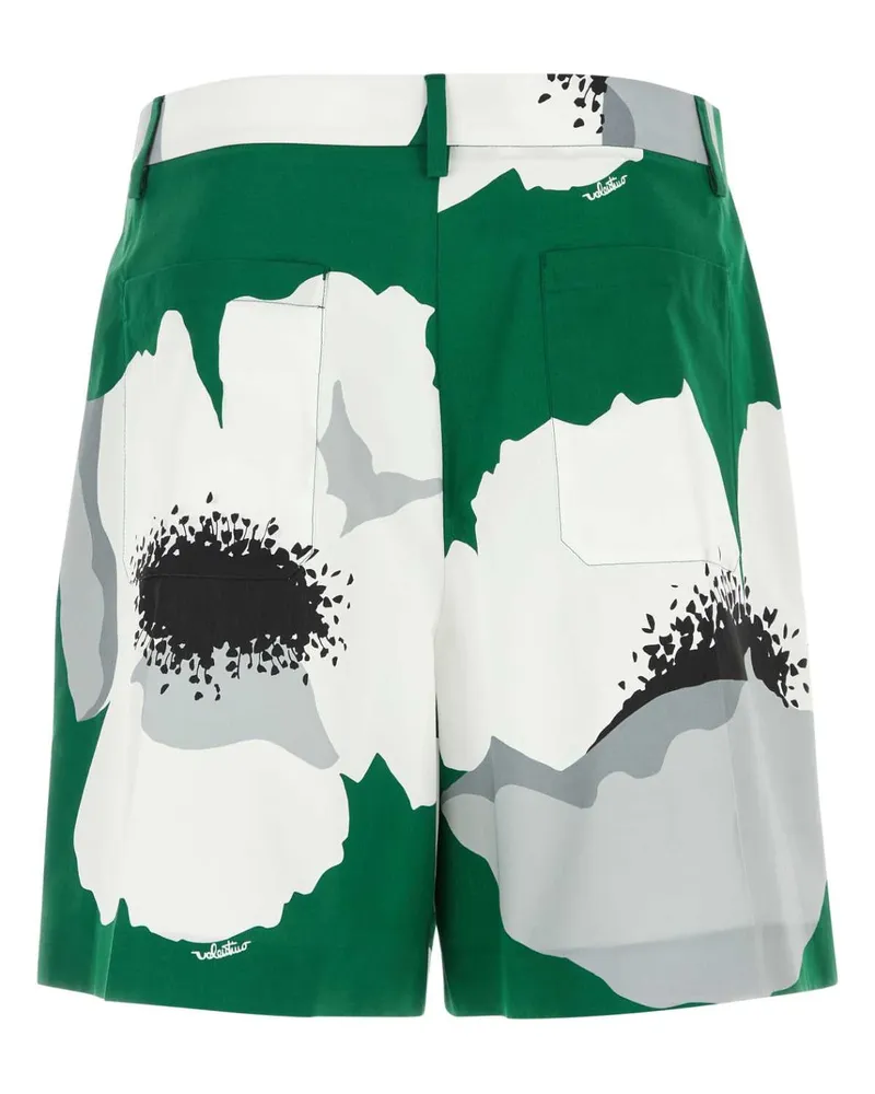 Valentino Garavani Men's Printed Cotton Bermuda Shorts Smeraldogrigio Exterior Green