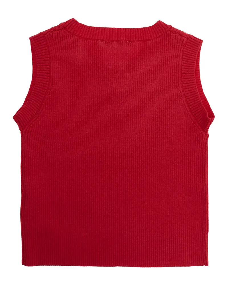 Monnalisa Girls' Top, Ribbed Viscose, Red Tops Red