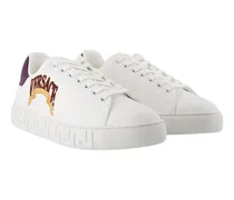 Men's Logo-Embroidered Leather Sneaker White