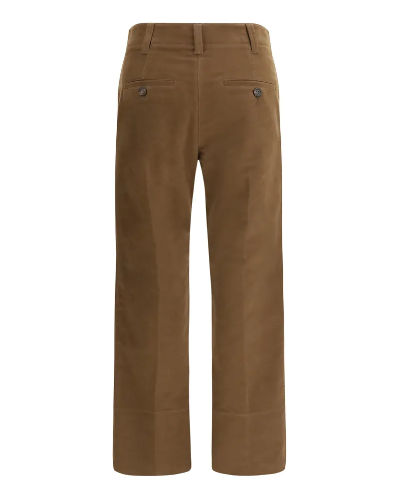 Brunello Cucinelli Stretch Cotton Cigarette Trousers — Brown Brown