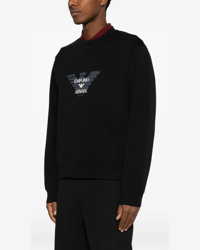 Emporio Armani Logo-Embroidered Cotton Sweatshirt — Black Black