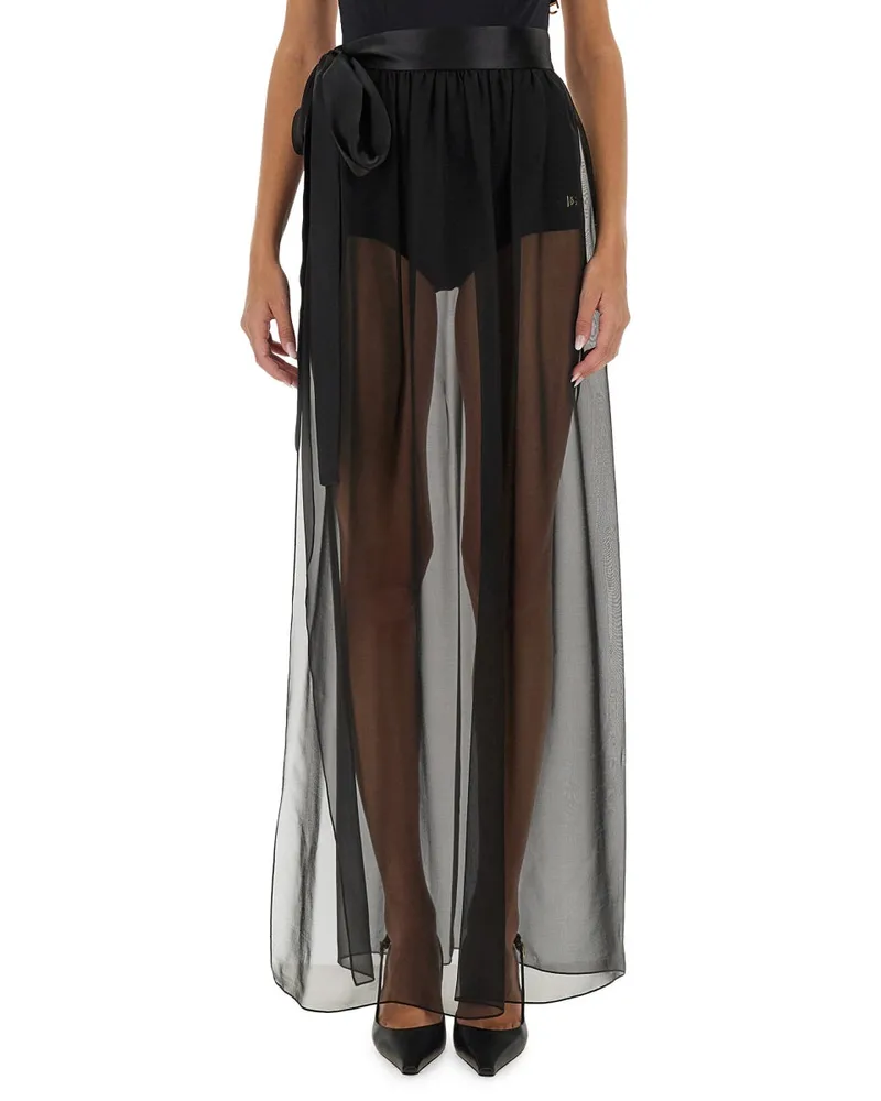Dolce & Gabbana Silk Chiffon Skirt — Black Black