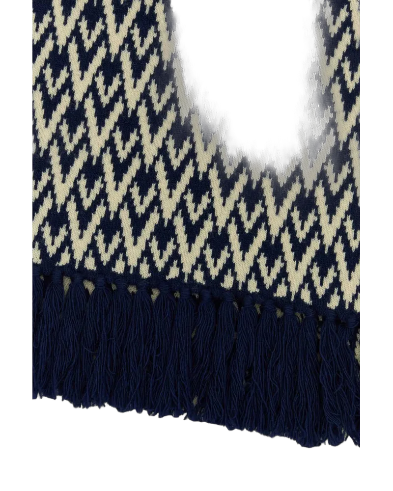 Valentino Garavani Men's Embroidered Wool Toute La V Scarf Navycrema Exterior: Virgin Sciarpe E Foulard Scarfs Navy