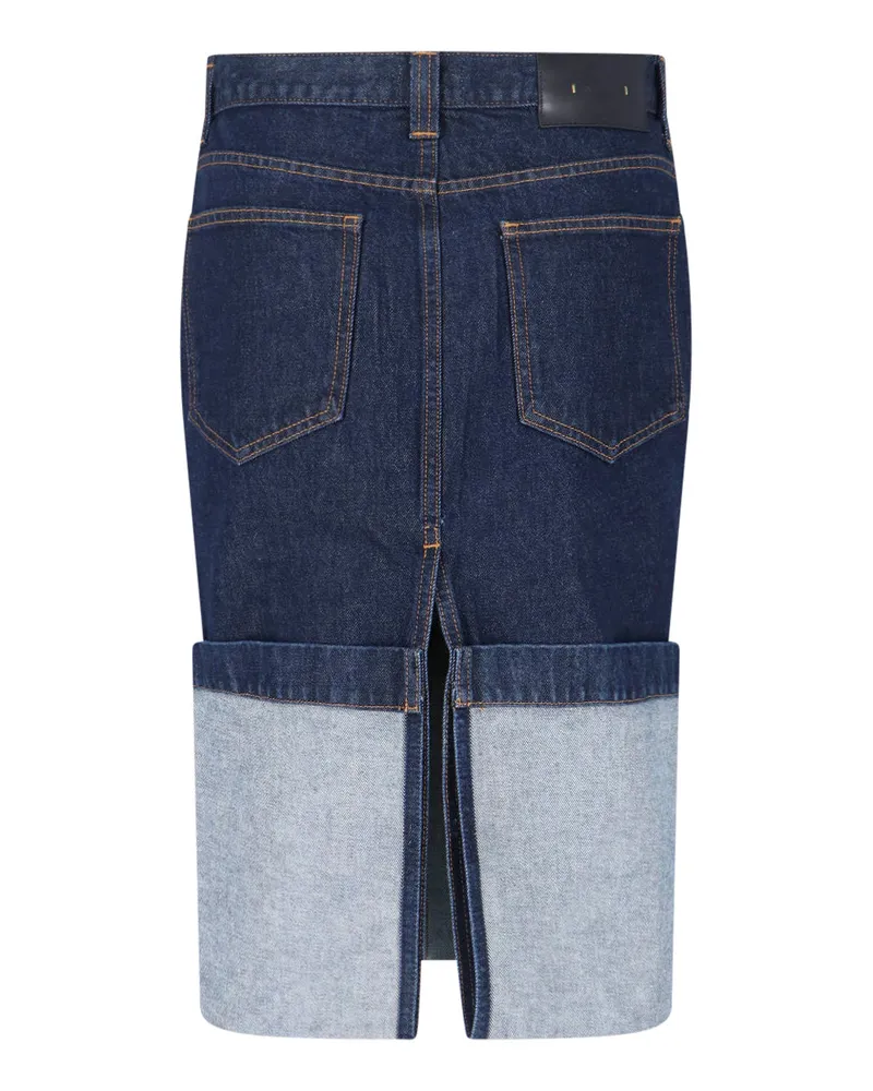 KHAITE Women's Skirts Blue Cotton Navy