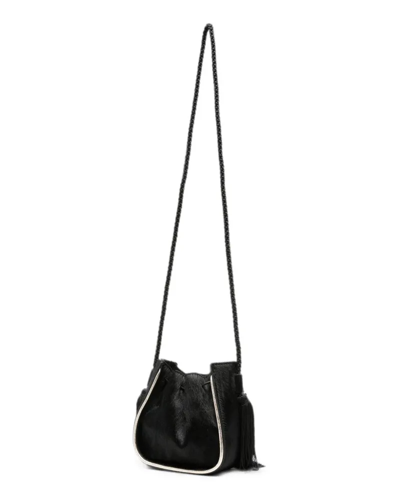 forte_forte Calf Hair Drawstring Bucket Bag — Black Black