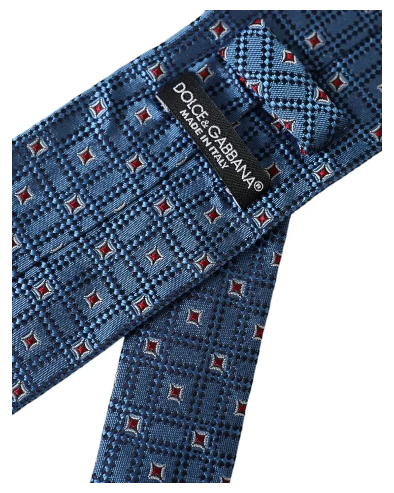 Dolce & Gabbana Blue Patterned Silk Adjustable Men Tie Blue