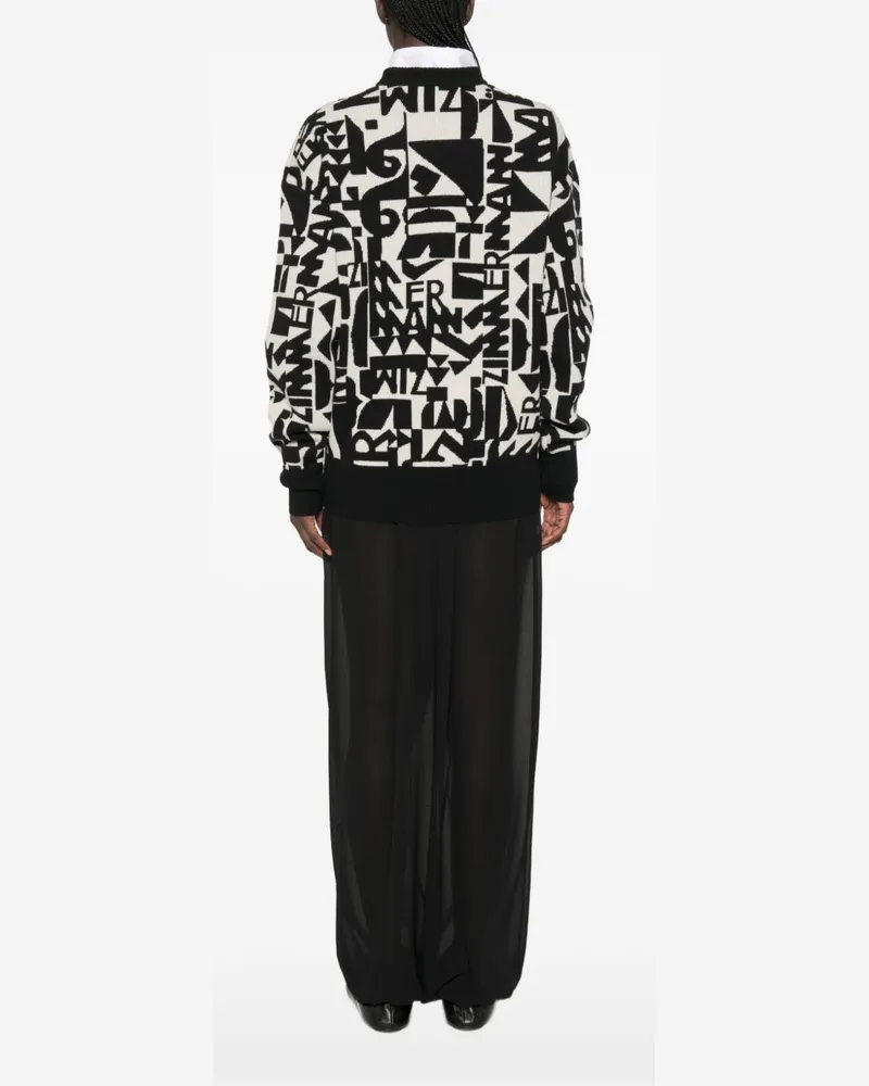 Zimmermann Intarsia Logo Knit Sweater — Black Black