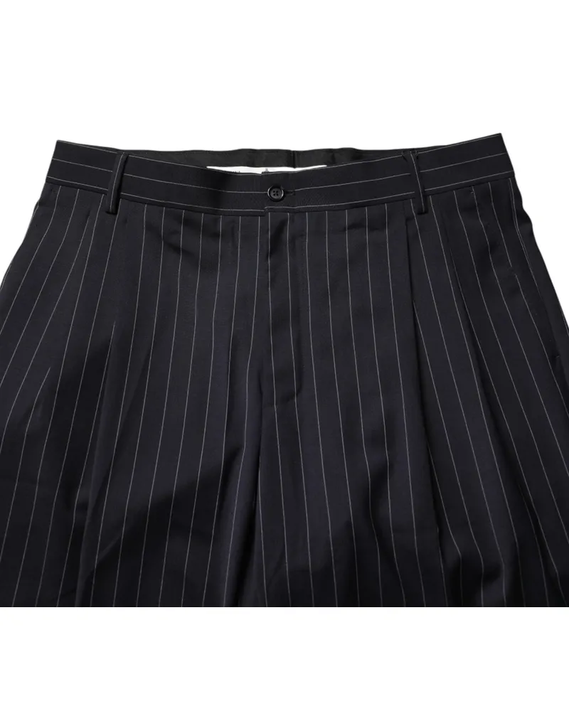 Dolce & Gabbana Striped Wool-Blend Trousers — Black Black