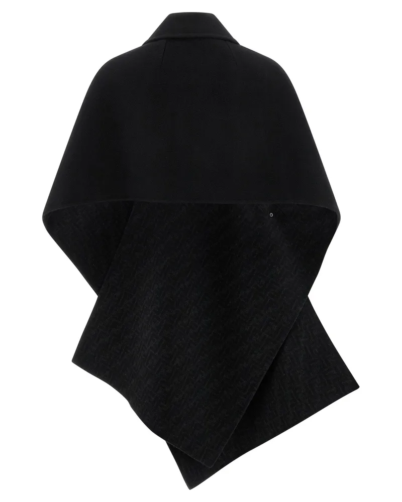 Fendi Double Wool Cape — Black Black