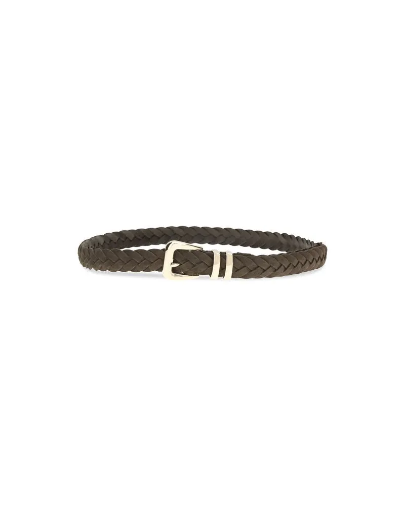 Brunello Cucinelli Men's Brown Calf Leather Bos Taurus Regular Belt Brown