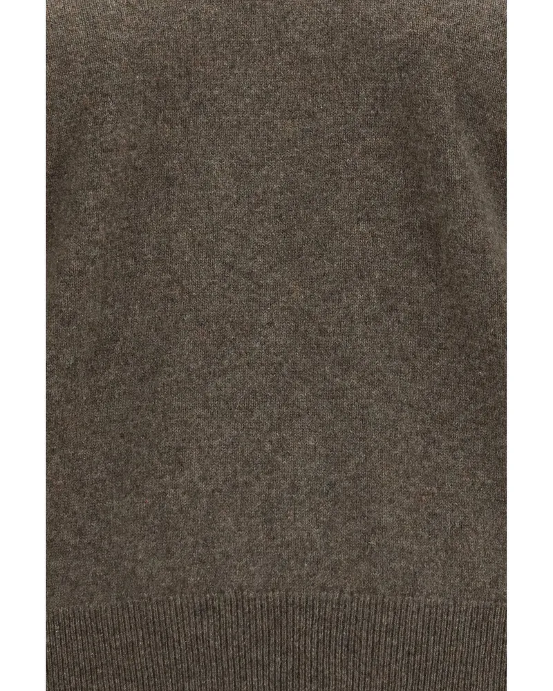 Loro Piana Cashmere V-Neck Sweater — Brown Brown