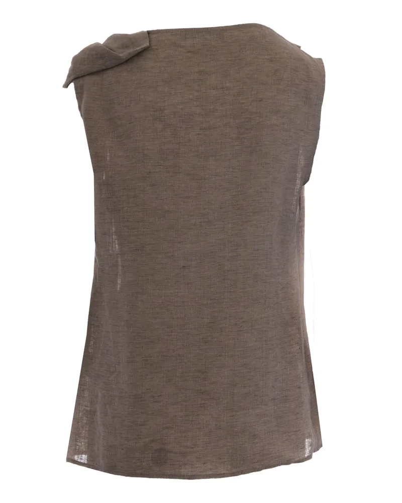 Fabiana Filippi Women's Top Knot-Neck Linen Dove Grey Tops Gray