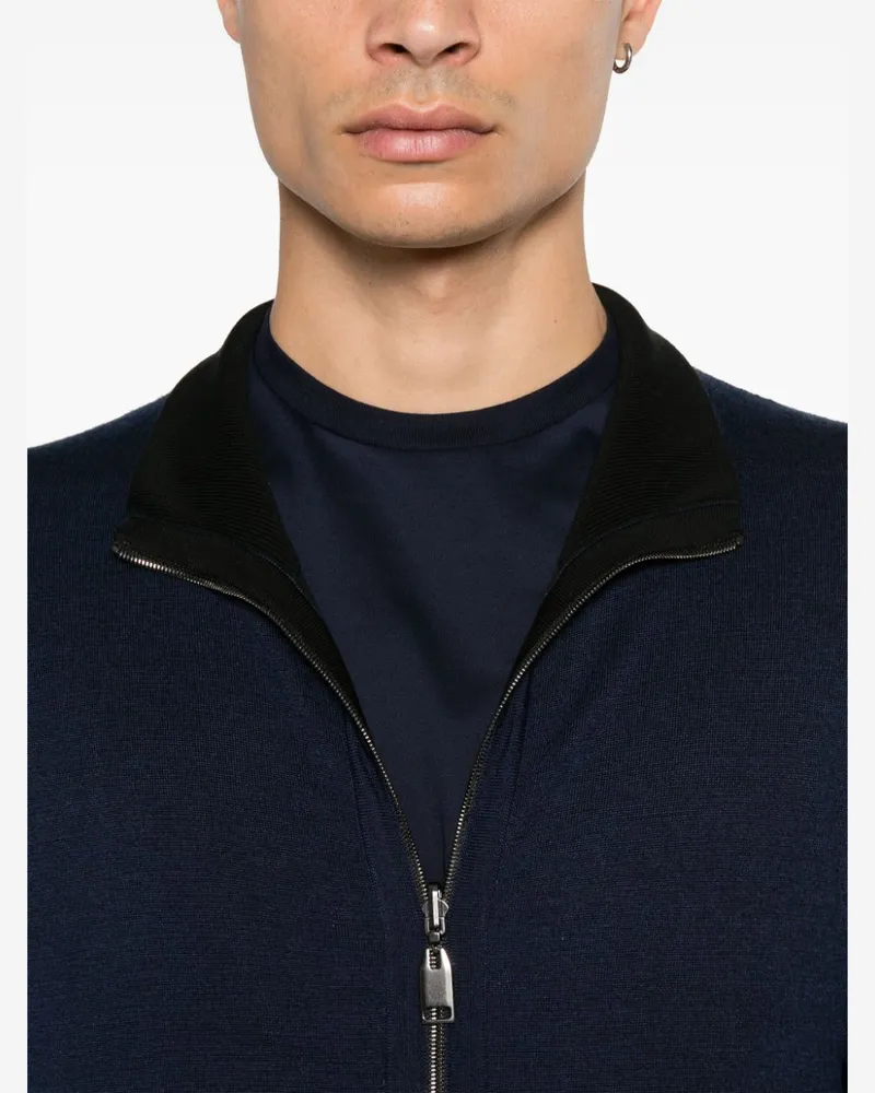 Brioni Men's Zip-Up Cardigan Aw24 M Midnight