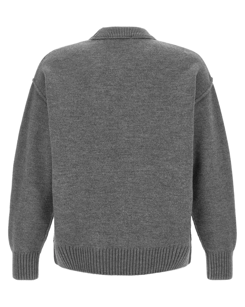 AMI Paris Wool Crew Neck Sweater — Gray Gray