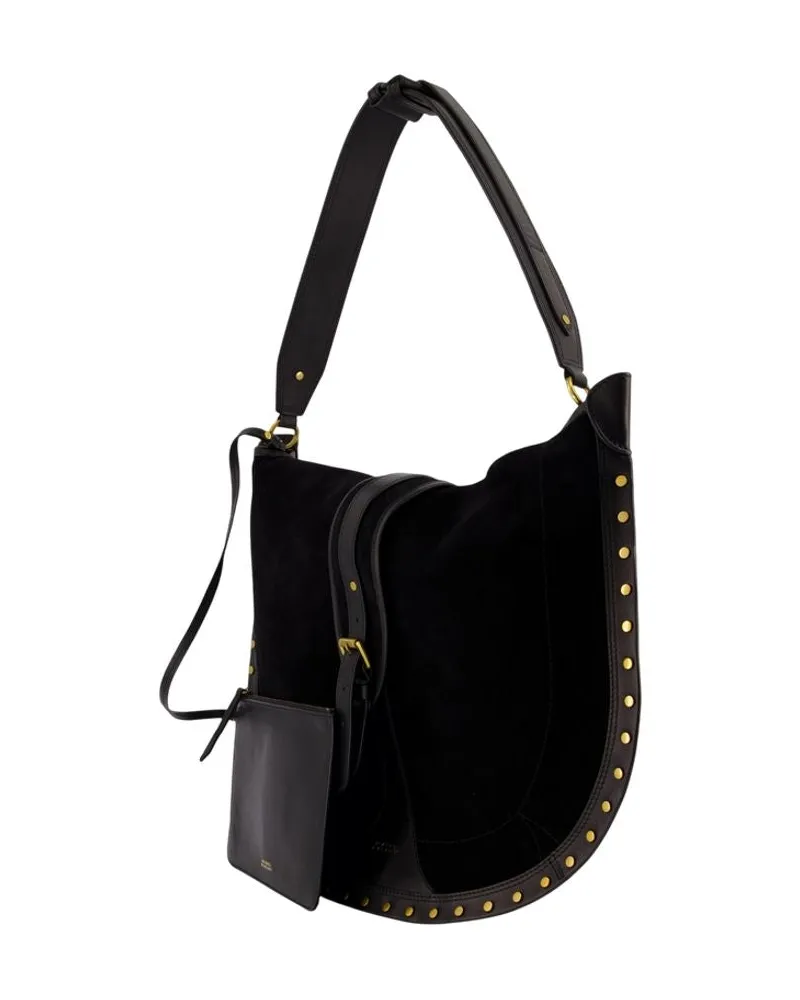 Isabel Marant Women's Oskan Soft Shoulder Bag -  Leather Black Calfskin Shoulder-Hobo-Bags Black