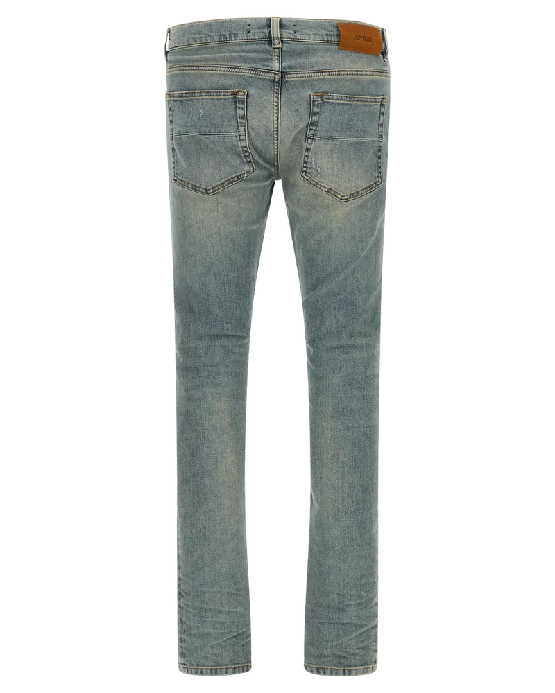 Amiri Flannel Distressed Jeans — Blue Blue