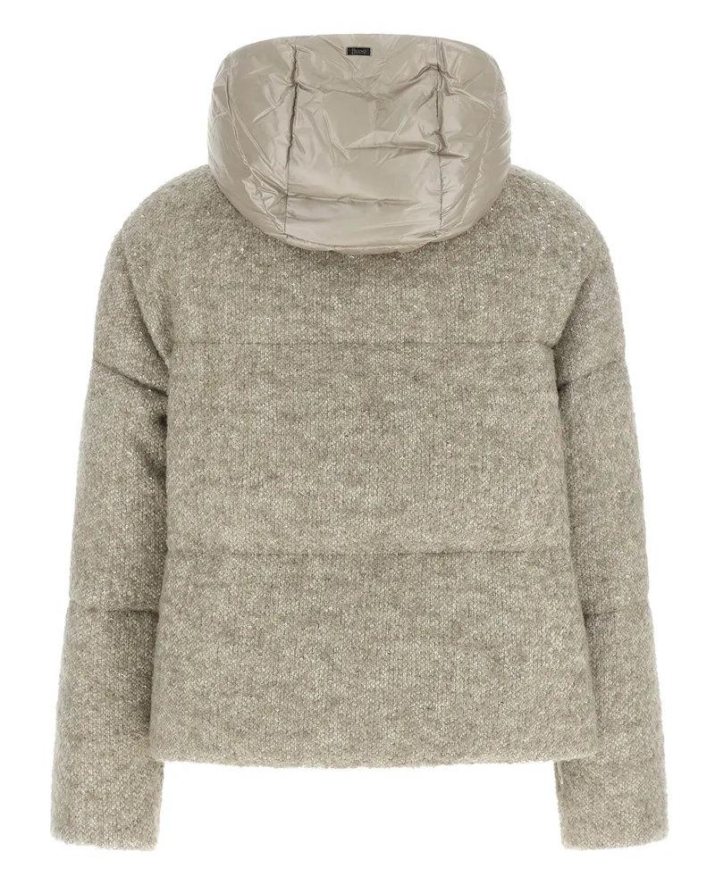 Herno Wool Bouclé & Sequin Down Jacket — Beige Beige