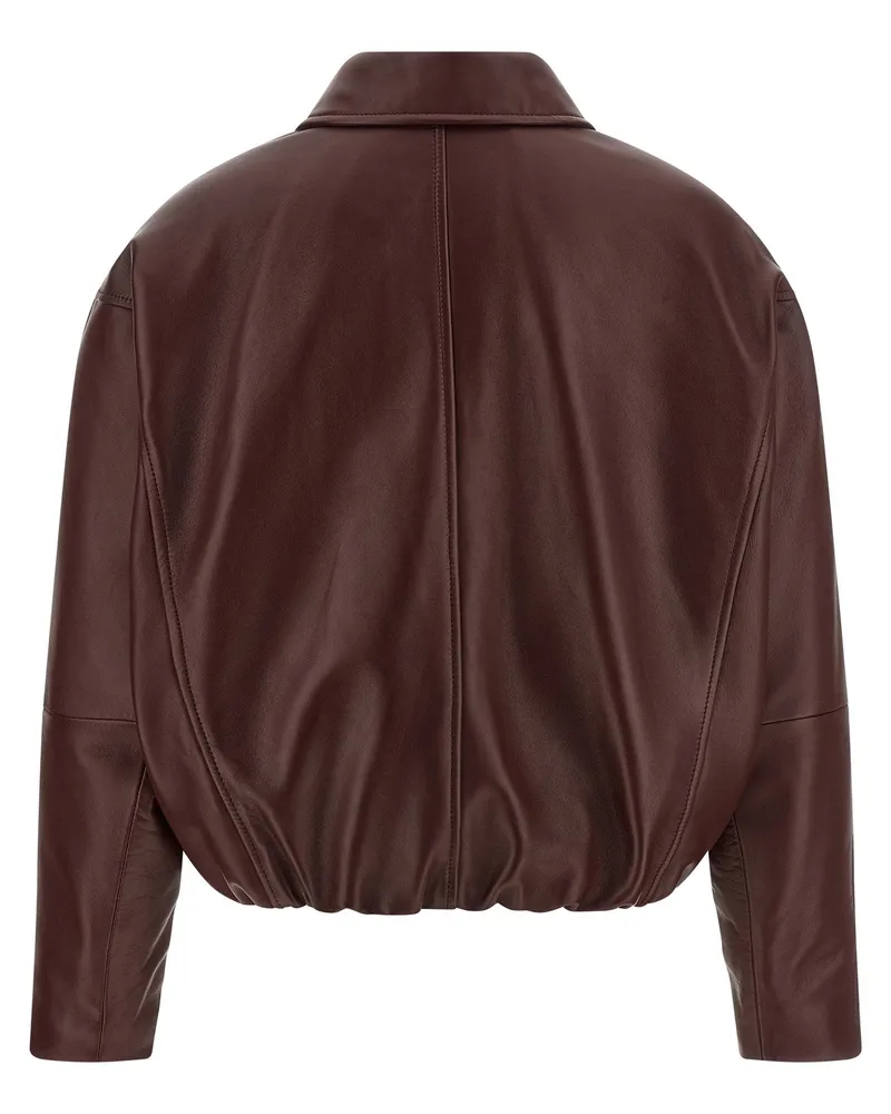 Brunello Cucinelli Lightly Padded Nappa Leather Jacket — Brown Brown
