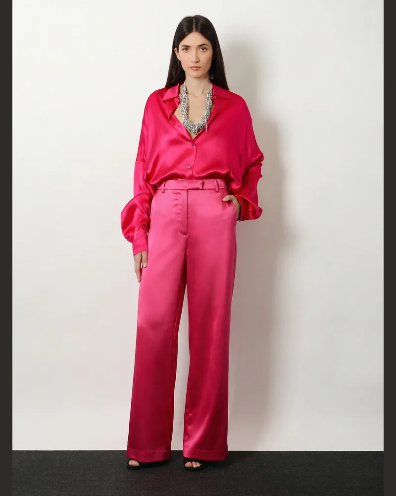 Dries van Noten Women's Trousers Penn Satin Pink Cotton Acetate Pink
