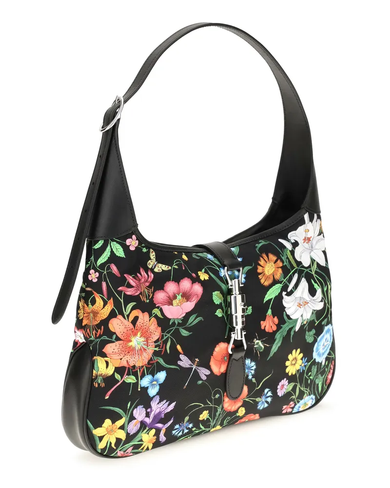 Gucci Women's Medium Jackie 1961 Shoulder Bag Black Multi-Black Nylon Handbags Multi/black Black
