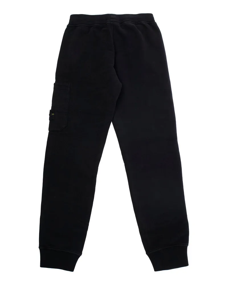Stone Island Boys' Black Cotton Pants With Elastic Waist Trousers Black