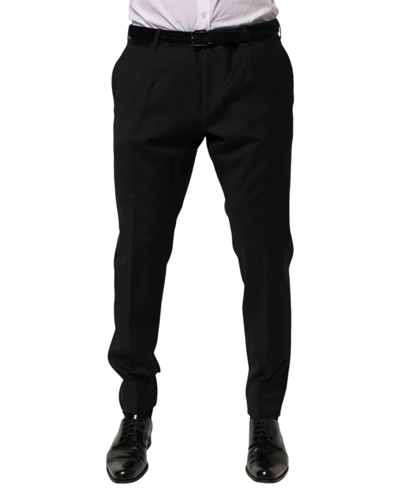 Dolce & Gabbana Black Wool Formal Dress Men Trouser Pants 02+pl+se+wv Black