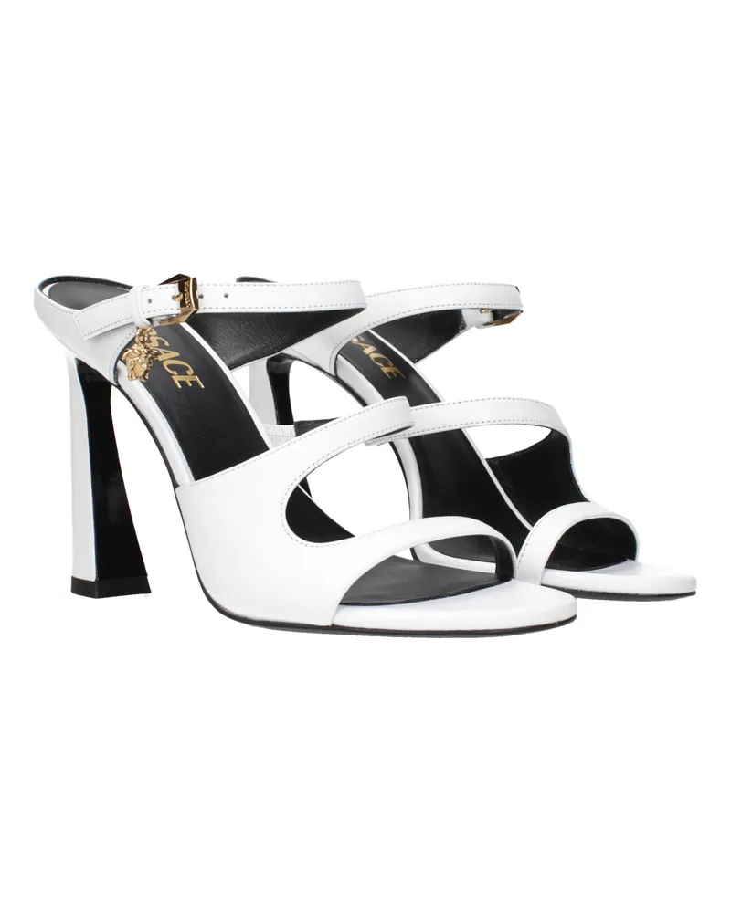 Versace Women's Ankle-Strap Leather Heel Sandal White White