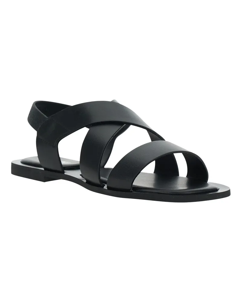 Pollini Women's Flat Sandal With Black Leather Strap Calf Black