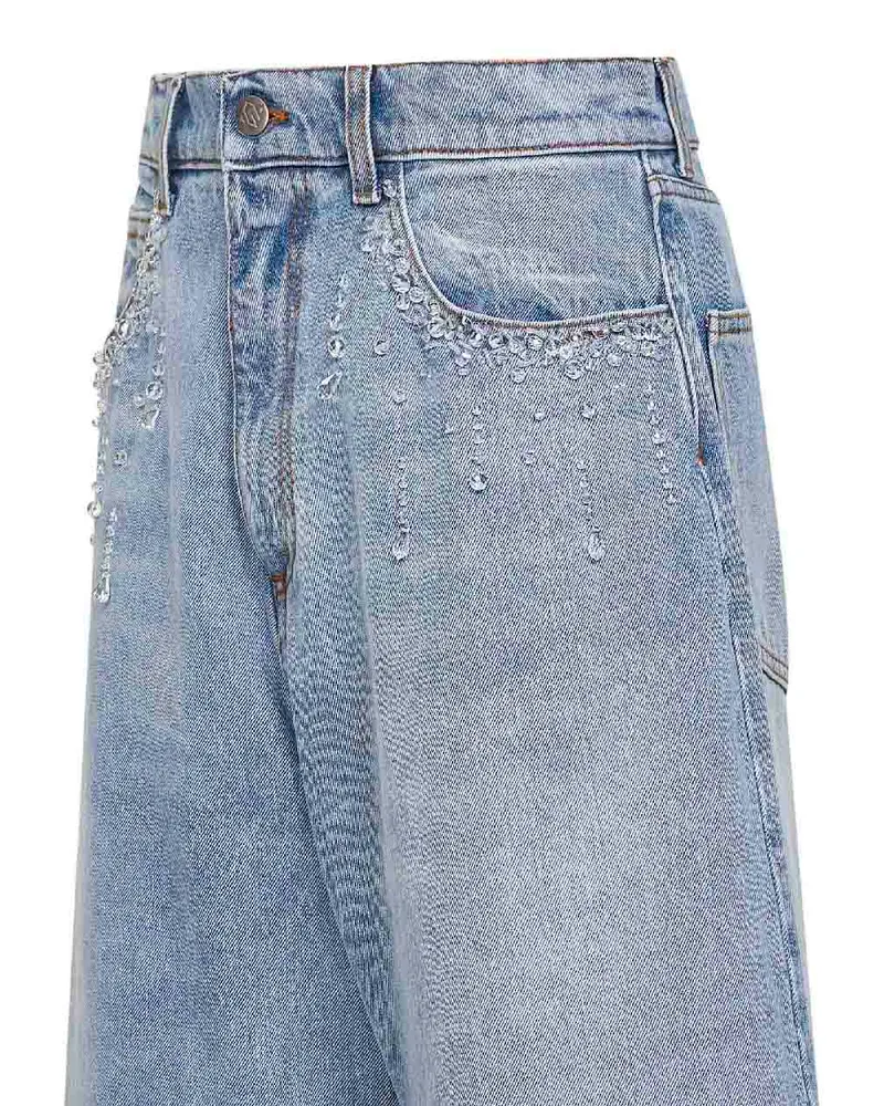 Giuseppe di Morabito Crystal-Embellished Baggy Denim Jeans — Blue Blue