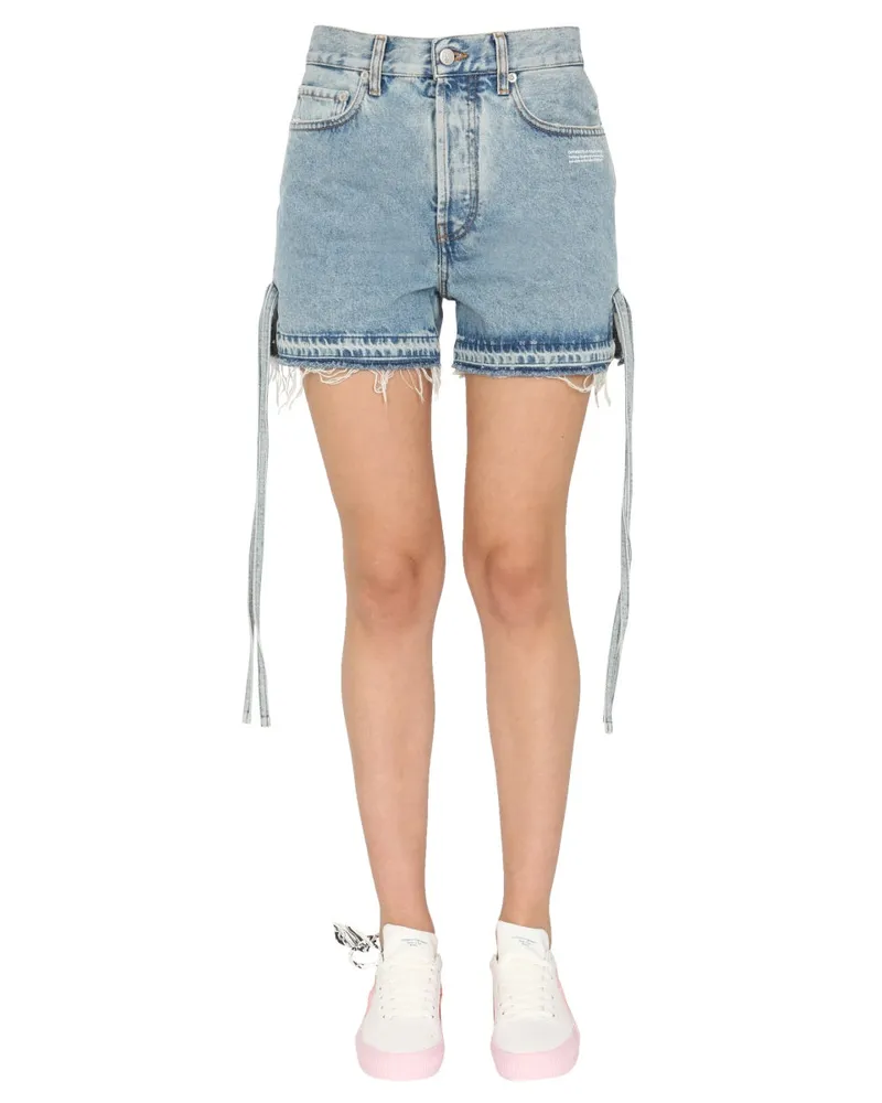 OFF-WHITE Button Closure Denim Shorts — Blue Blue