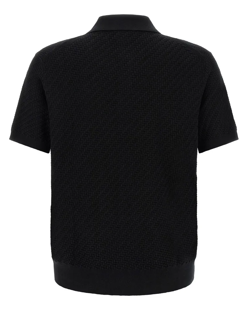 Brioni Men's Black Cotton Polo Shirt Black