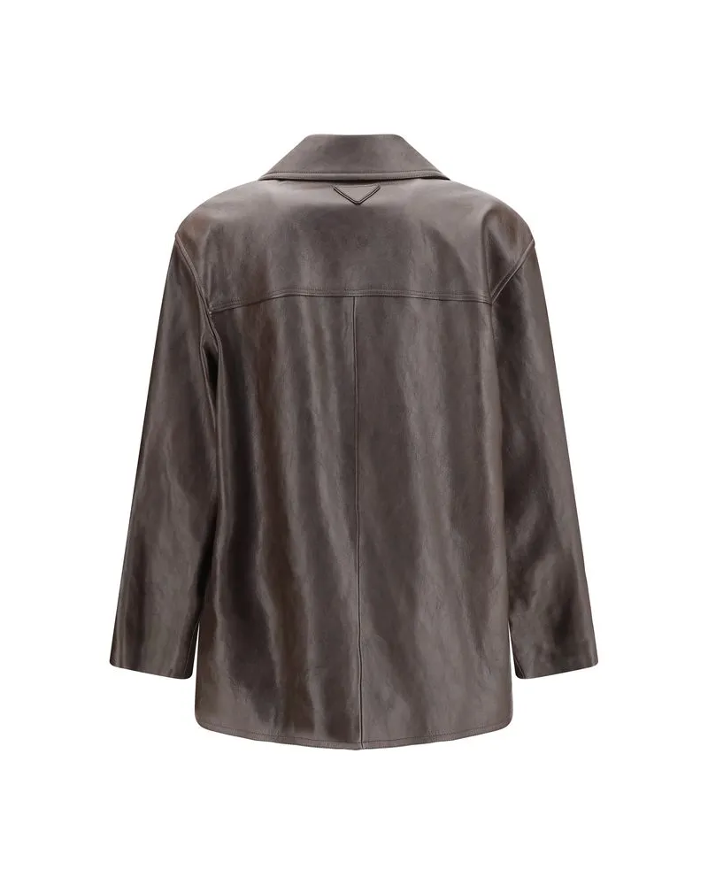 Prada Men Brown Lamb Leather Jacket Clothing Brown