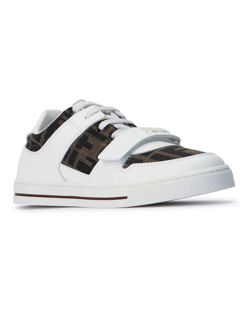 Fendi Boys' Sneaker Vitello+tess.jacq.ff Biancotabacconero Vit+pa White