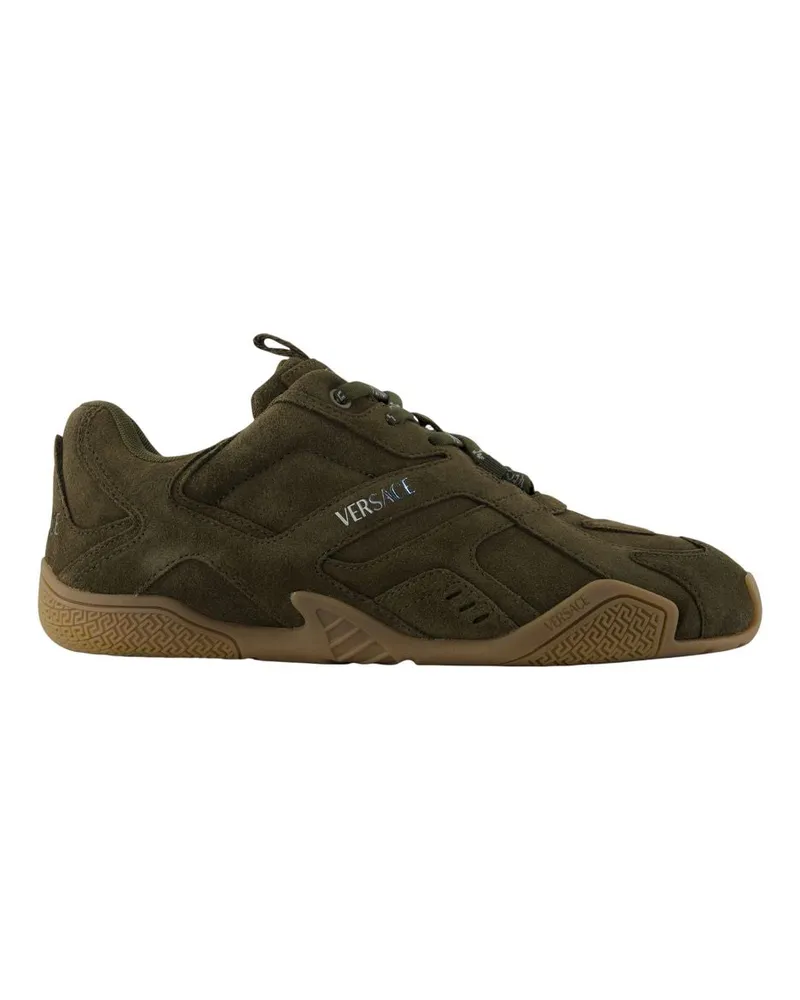 Versace Suede and Calfskin Sneaker — Khaki Khaki