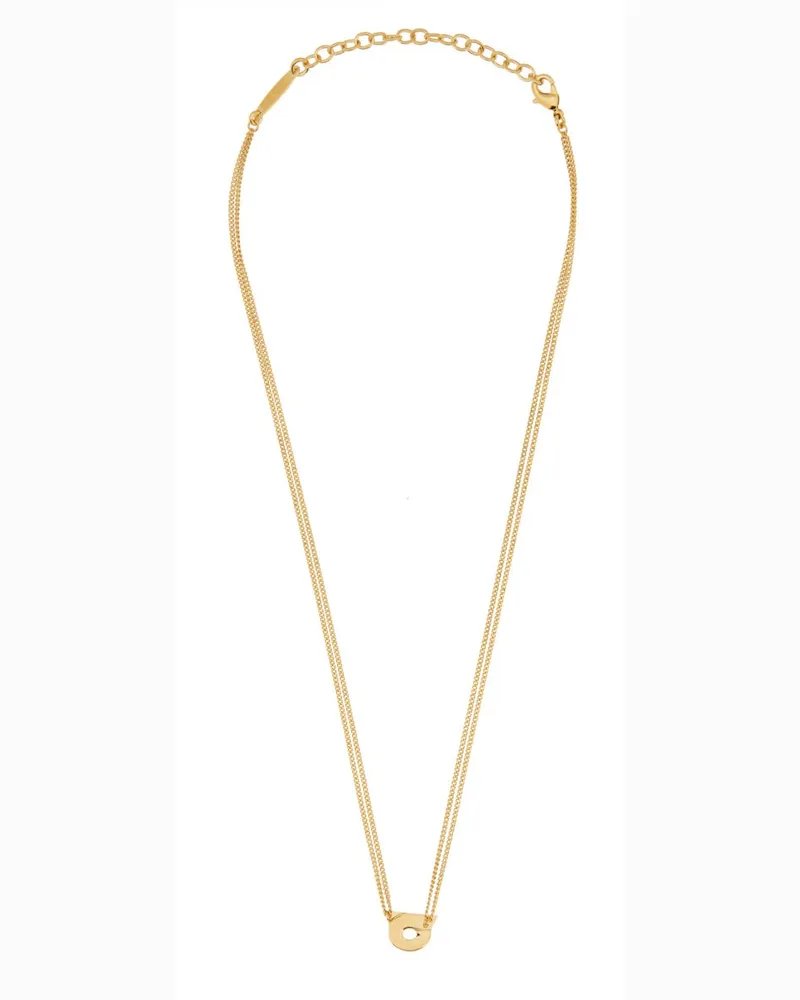 Ferragamo Pendant Hooks Brass Necklace — Gold Gold