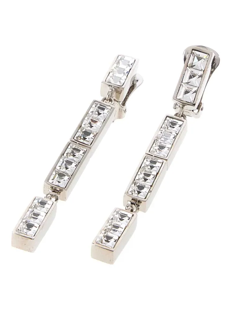 Alessandra Rich Women's Embellished Metal Earrings Crysilver Brass Glass Silver