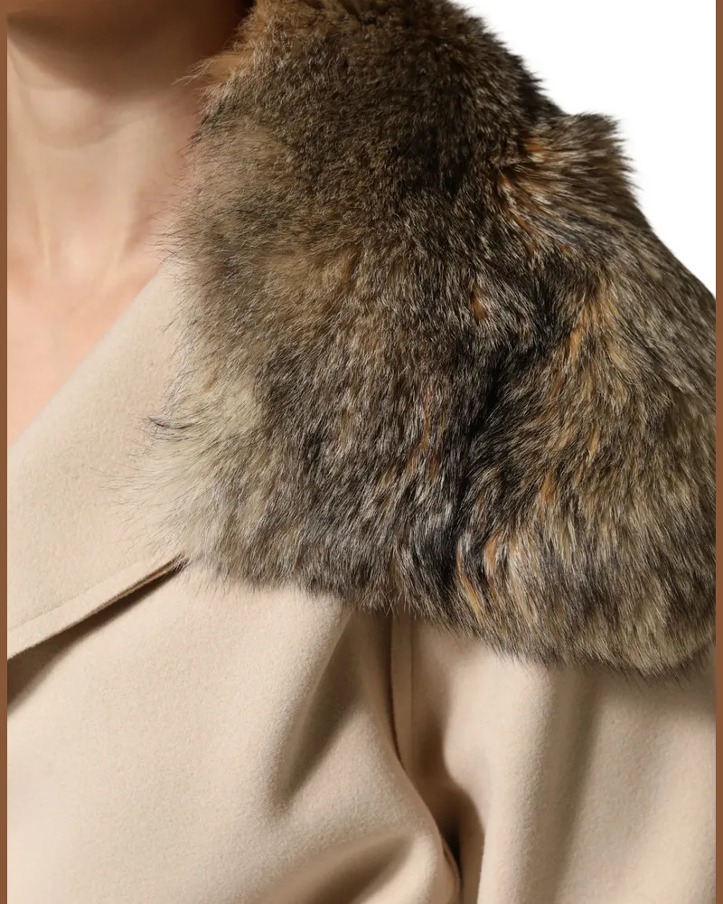 Dolce & Gabbana Women's Brown Fur Shoulder Collar Neck Wrap Scarf Brown