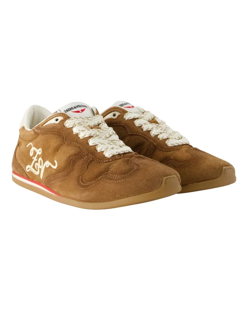 Zadig & Voltaire Women's Dance Sneakers -  Leather Brown Cowhide Shoes Brown