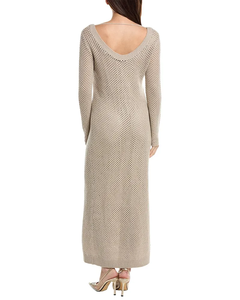 Brunello Cucinelli Open-Knit Dress — Beige Beige