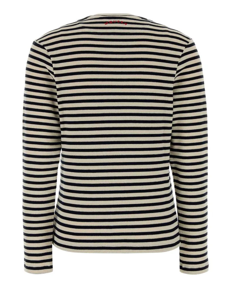 Alexander McQueen Women's Embroidered Stretch Cotton T-Shirt Navyivory Exterior: Elastane Navy