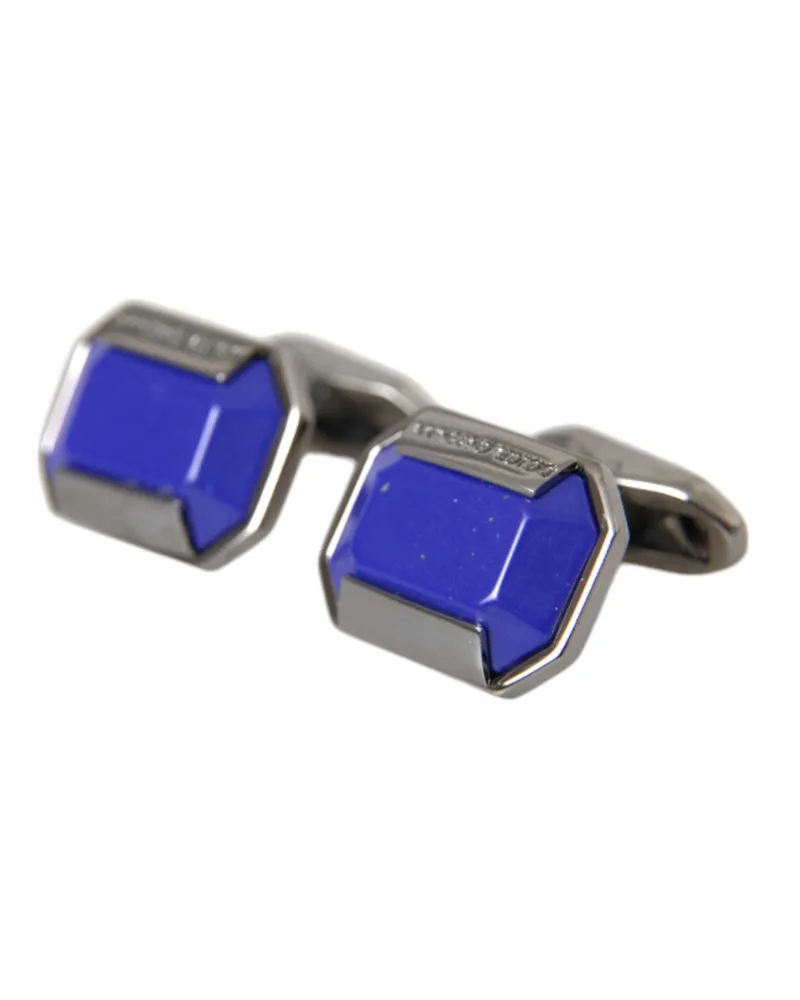 Dolce & Gabbana Men's Silver Plated Brass Pin Crystal Cufflinks Accessory Silver