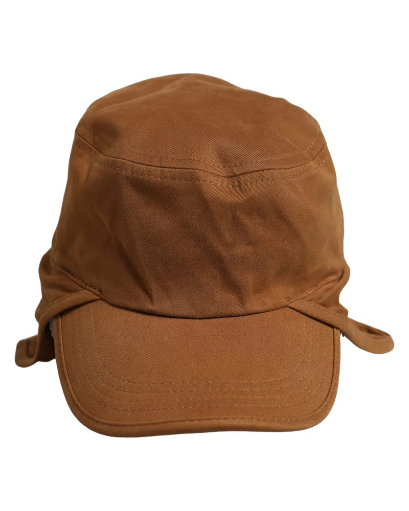 Dolce & Gabbana Men Brown Cotton Double Brim Baseball Cap Hat Elastane Brown