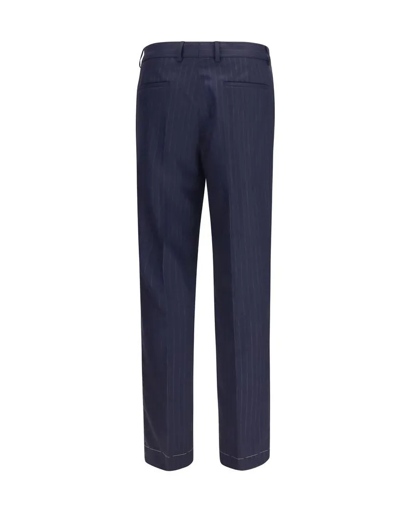 Brunello Cucinelli Men's Blue Wool Oves Aries Dress Pants Navy