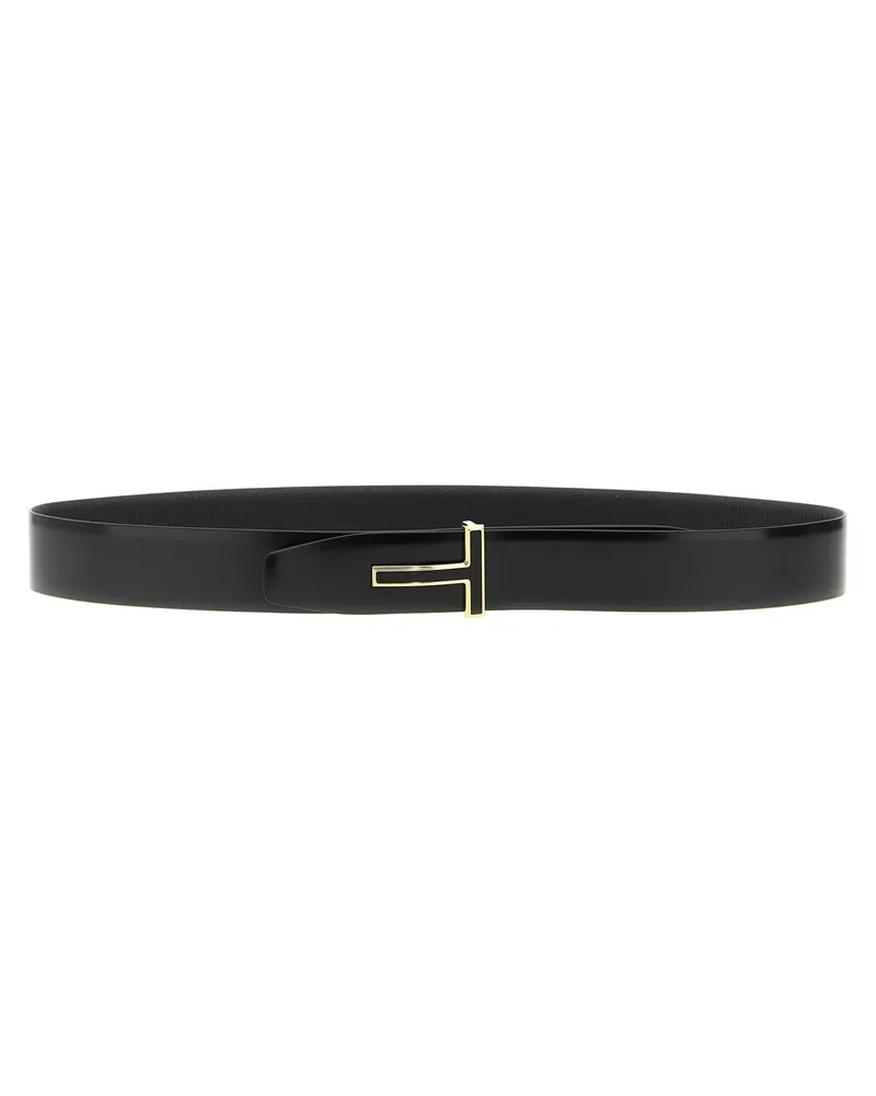 Tom Ford Men's Black Calfskin Regular Belt Black