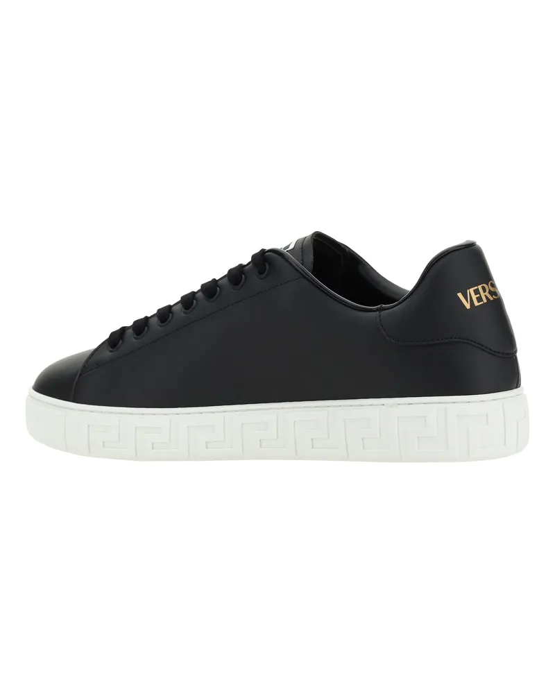 Versace Men's Black Calfskin Sneakers Upper: Calfskin; Sole: Rubber Trainers Black