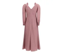 Women's Polka Dot Midi Dress With Ruffles Mauve-Mauve Silk