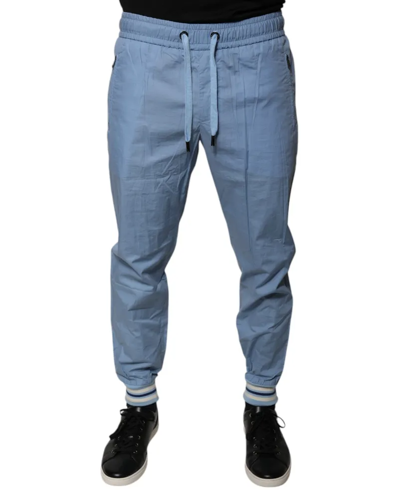 Dolce & Gabbana Men Blue Cotton Jogger Sweatpants Pants Blue
