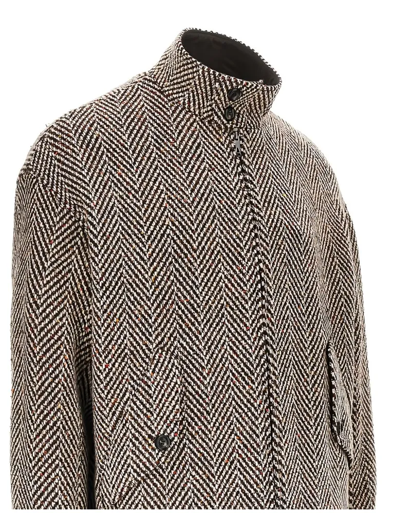 Emporio Armani Herringbone Wool Blend Jacket — Black Black
