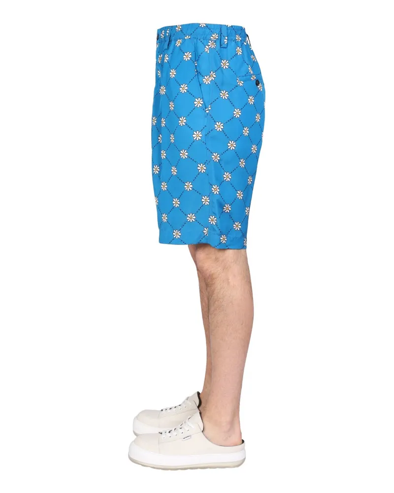 Marni Cotton Bermuda Shorts — Blue Blue