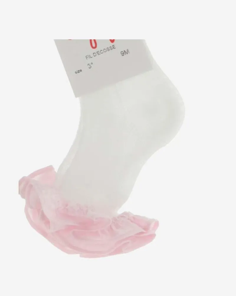Il Gufo Socks With Ruffles For Baby Girls White Cotton Tights White